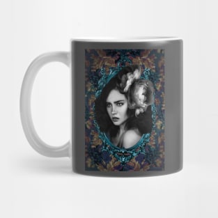 Grey Flower Eclectic Digital Fine Artwork Ladies Floral Art Beautiful Girls Mug